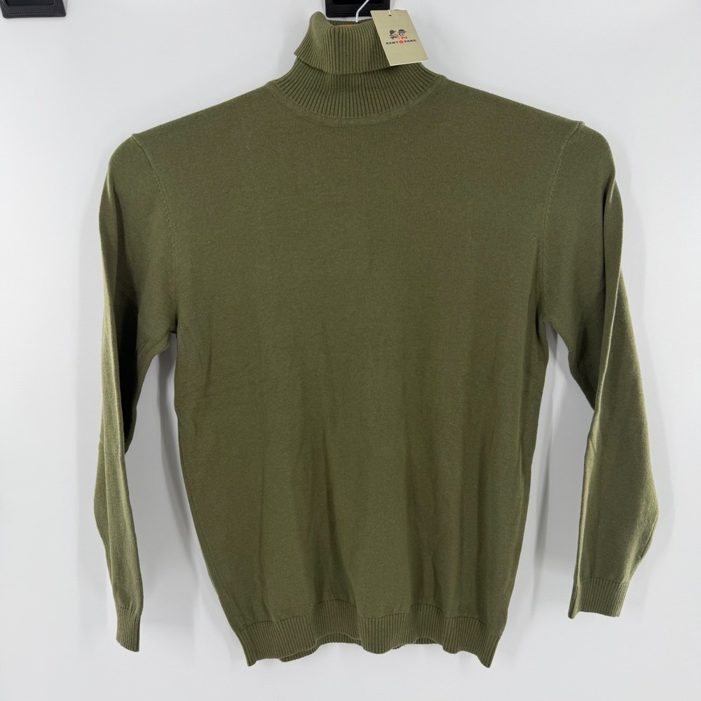 Kent & Park Mens‎ Turtleneck Sweater Olive Green Knit XL TN01 New